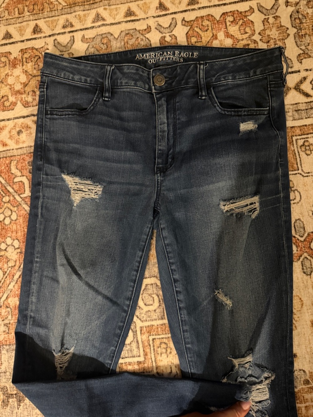 American Eagle Outfitters Distressed Dark Blue Women's Jeans